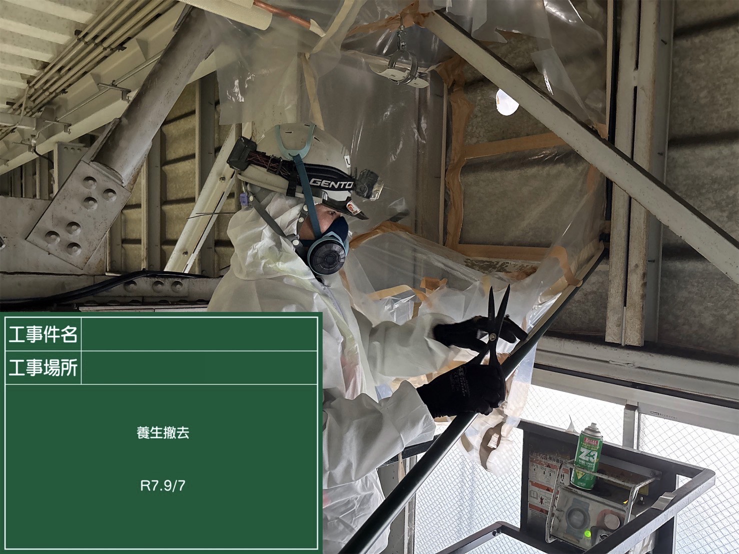 養生撤去の様子